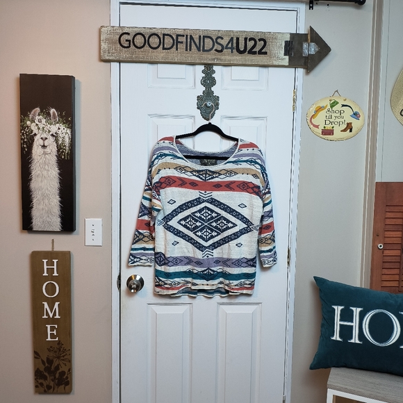Natural Reflections Pullover Sweater Aztec South West Native American Design M - Picture 1 of 8
